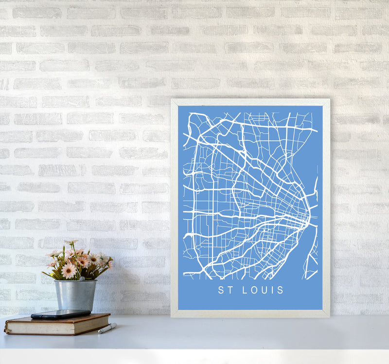 St Louis Map Blueprint Art Print by Pixy Paper A2 Oak Frame