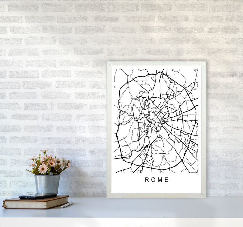 Rome Map Art Print by Pixy Paper A2 Oak Frame