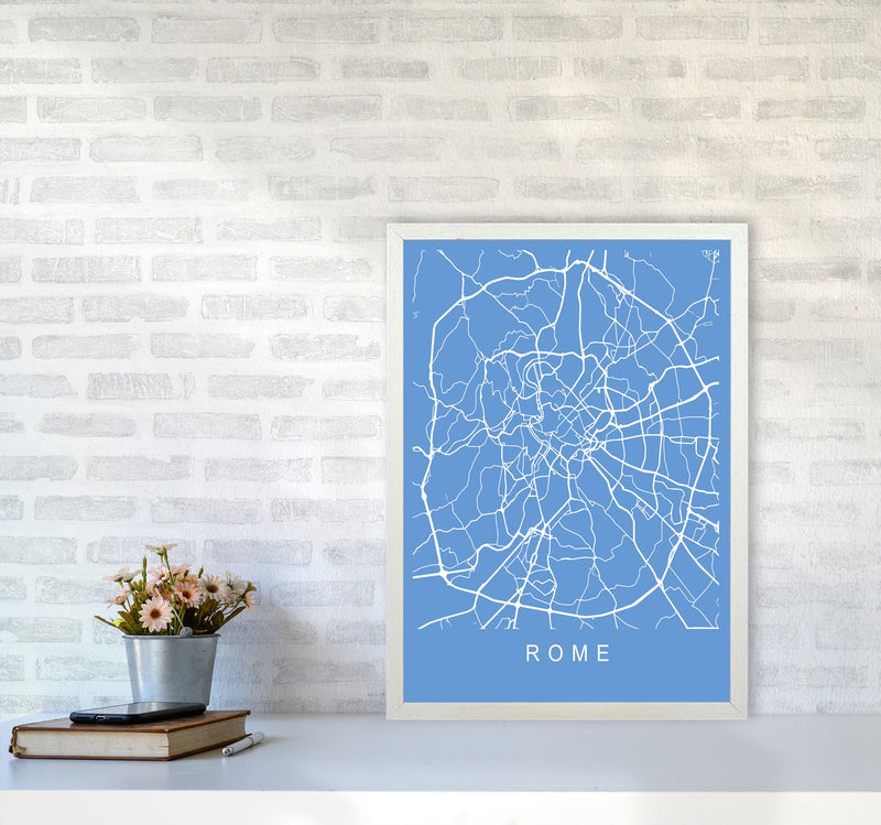 Rome Map Blueprint Art Print by Pixy Paper A2 Oak Frame