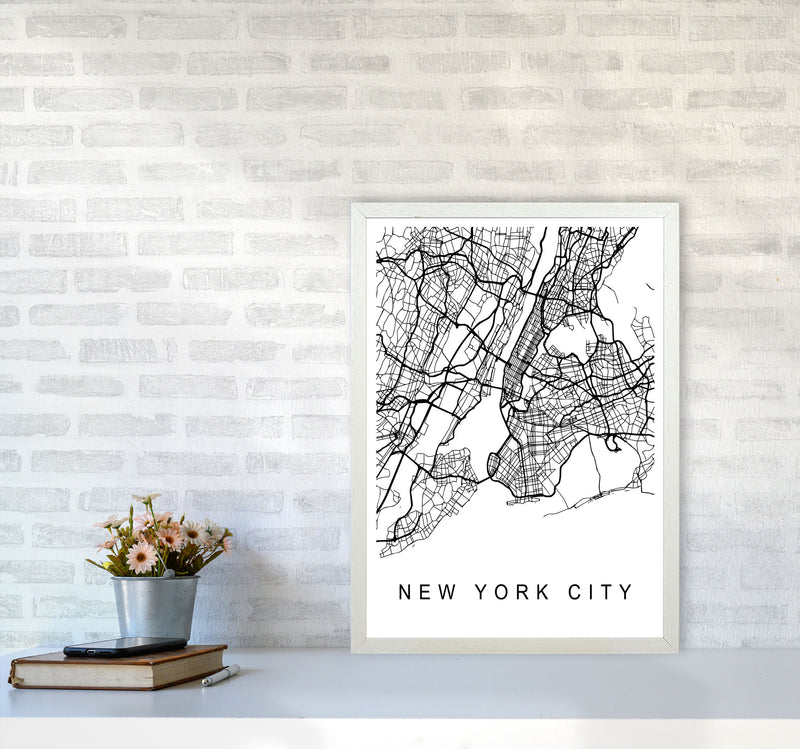 New York City Map Art Print by Pixy Paper A2 Oak Frame