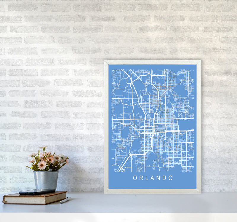 Orlando Map Blueprint Art Print by Pixy Paper A2 Oak Frame