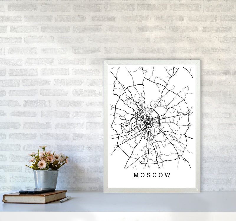 Moscow Map Art Print by Pixy Paper A2 Oak Frame