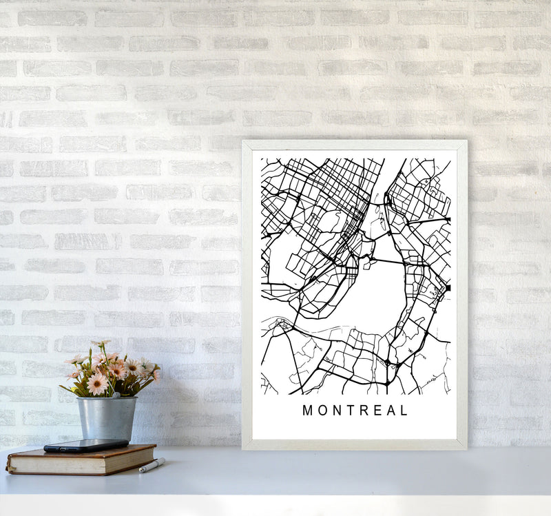 Montreal Map Art Print by Pixy Paper A2 Oak Frame