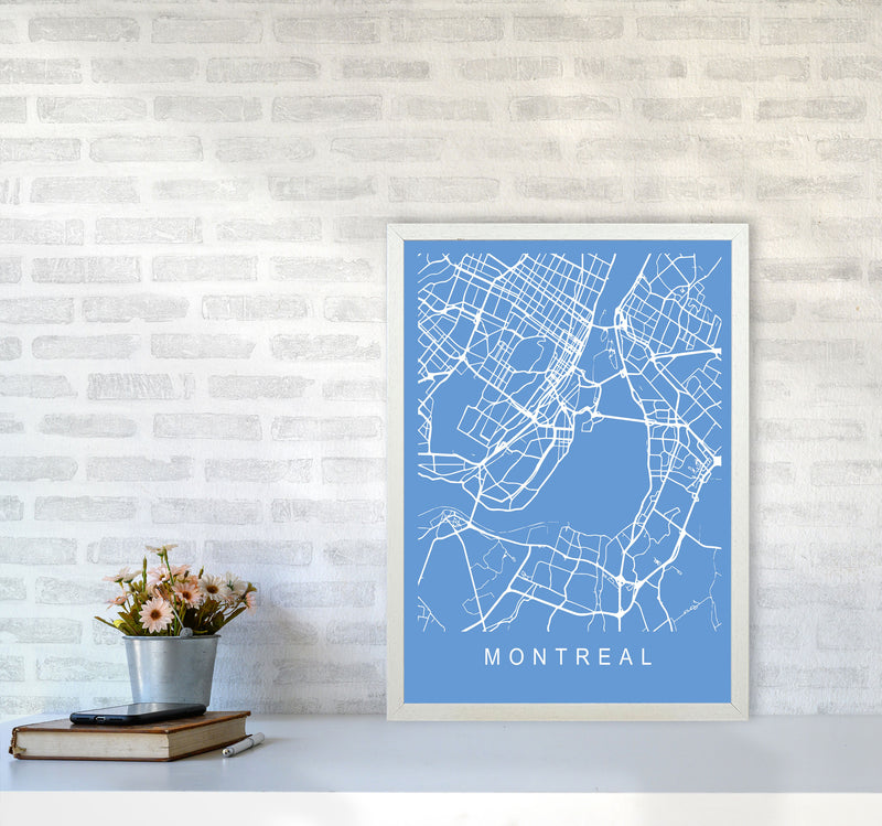 Montreal Map Blueprint Art Print by Pixy Paper A2 Oak Frame