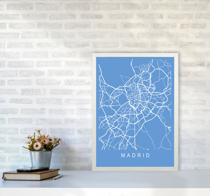 Madrid Map Blueprint Art Print by Pixy Paper A2 Oak Frame