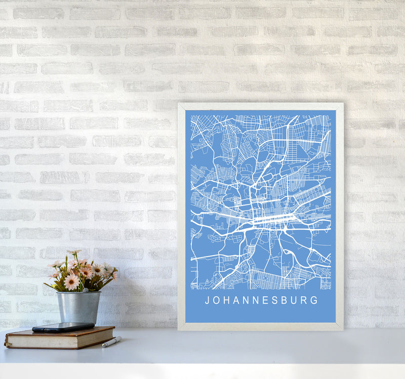 Johannesburg Map Blueprint Art Print by Pixy Paper A2 Oak Frame