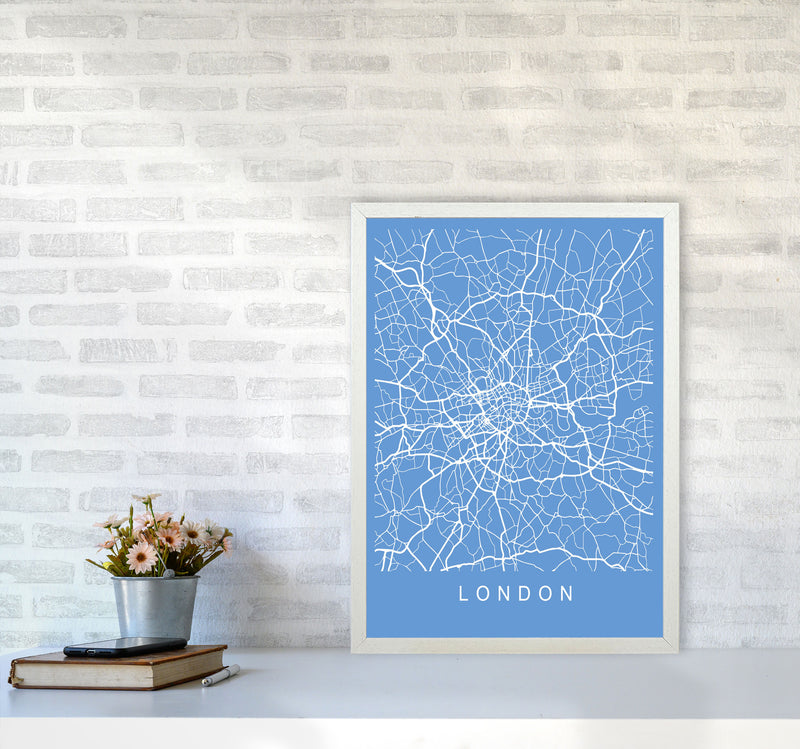 London Map Blueprint Art Print by Pixy Paper A2 Oak Frame