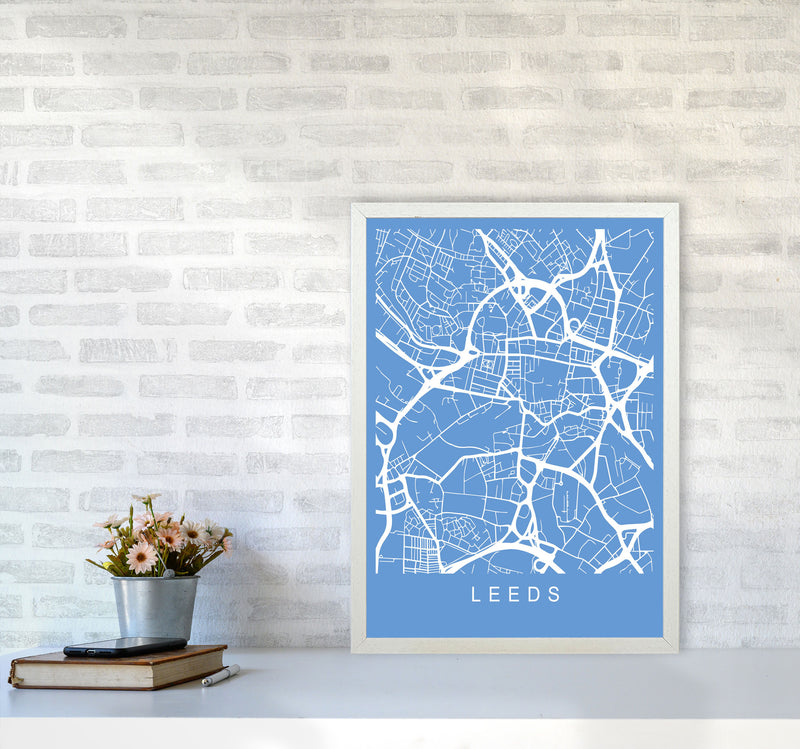 Leeds Map Blueprint Art Print by Pixy Paper A2 Oak Frame