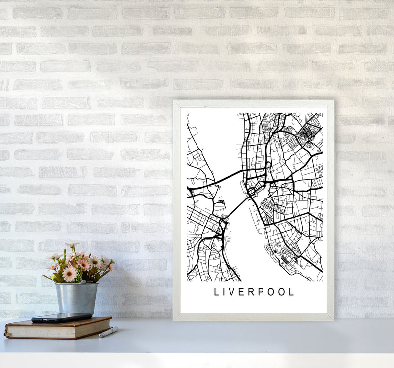 Liverpool Map Art Print by Pixy Paper A2 Oak Frame