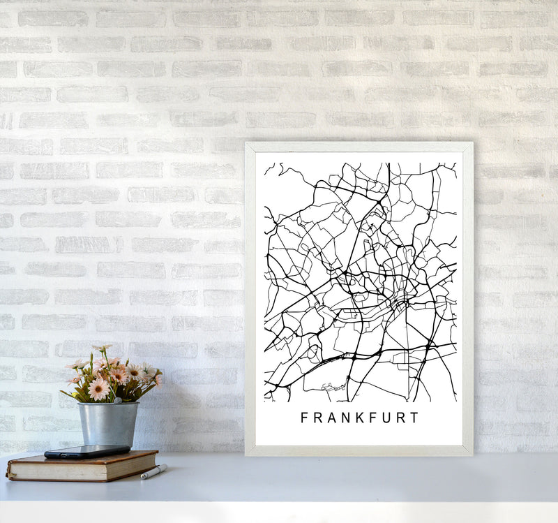Frankfurt Map Art Print by Pixy Paper A2 Oak Frame