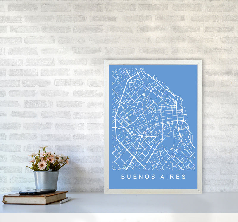 Buenos Aires Map Blueprint Art Print by Pixy Paper A2 Oak Frame