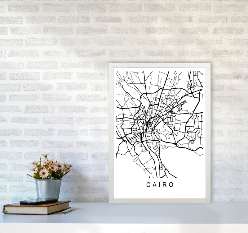 Cairo Map Art Print by Pixy Paper A2 Oak Frame