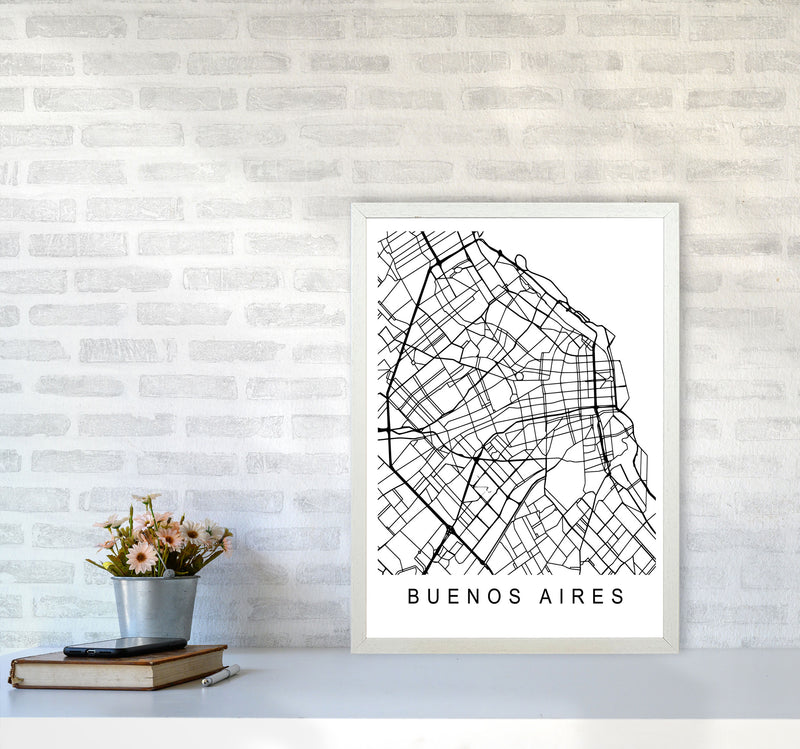 Buenos Aires Map Art Print by Pixy Paper A2 Oak Frame
