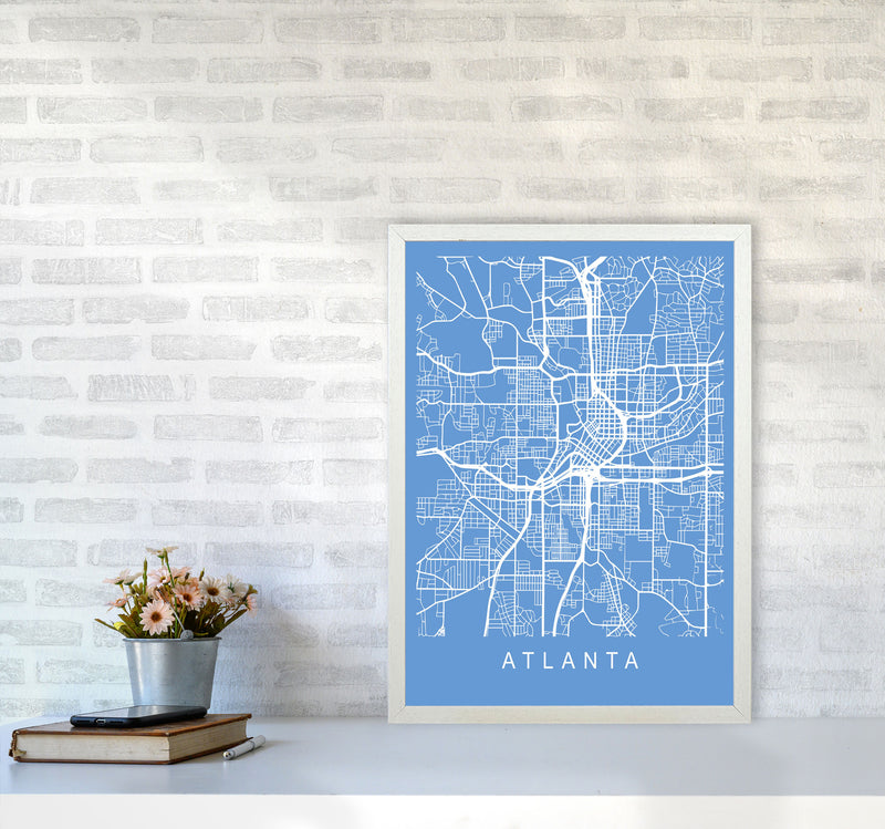 Atlanta Map Blueprint Art Print by Pixy Paper A2 Oak Frame