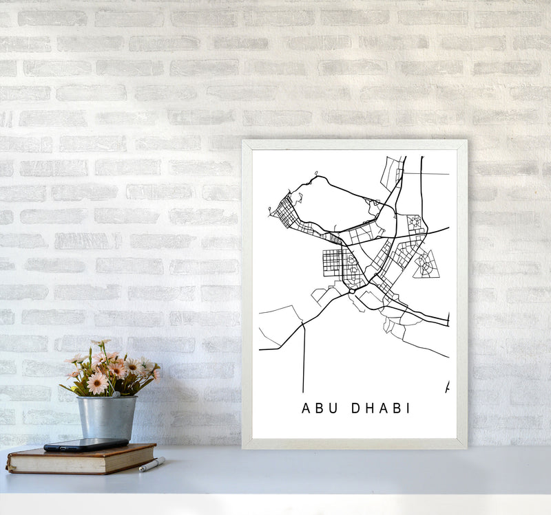 Abu Dhabi Map Art Print by Pixy Paper A2 Oak Frame