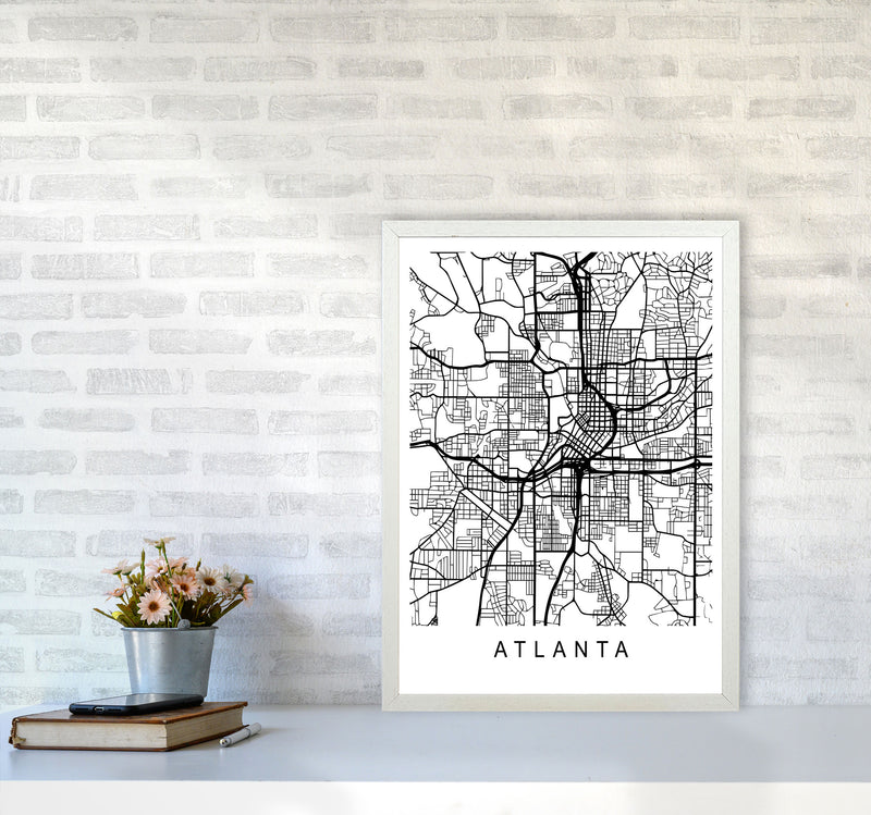 Atlanta Map Art Print by Pixy Paper A2 Oak Frame