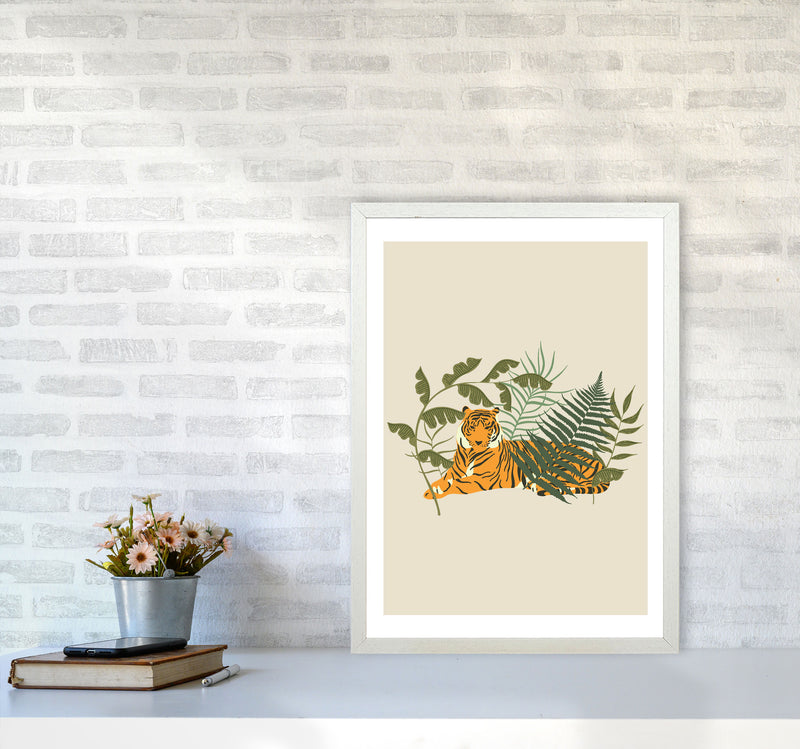 Wild Collection Resting Tiger Art Print by Pixy Paper A2 Oak Frame