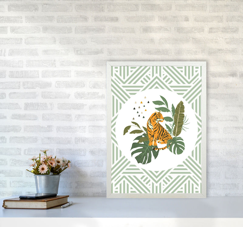 Wild Collection Aztec Tiger Art Print by Pixy Paper A2 Oak Frame
