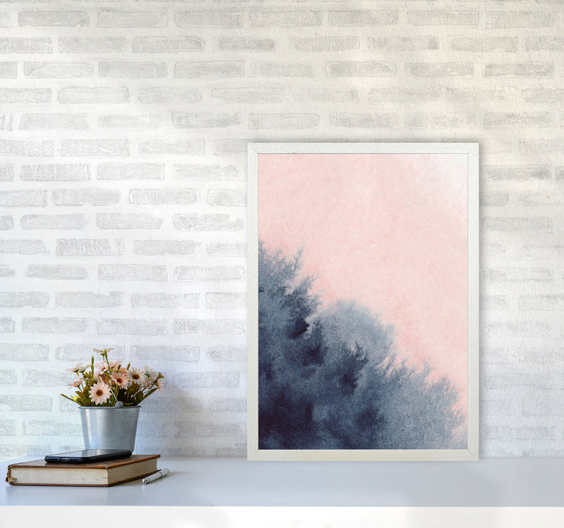 Sand Pink and Navy Watercolour 03 Art Print by Pixy Paper A2 Oak Frame