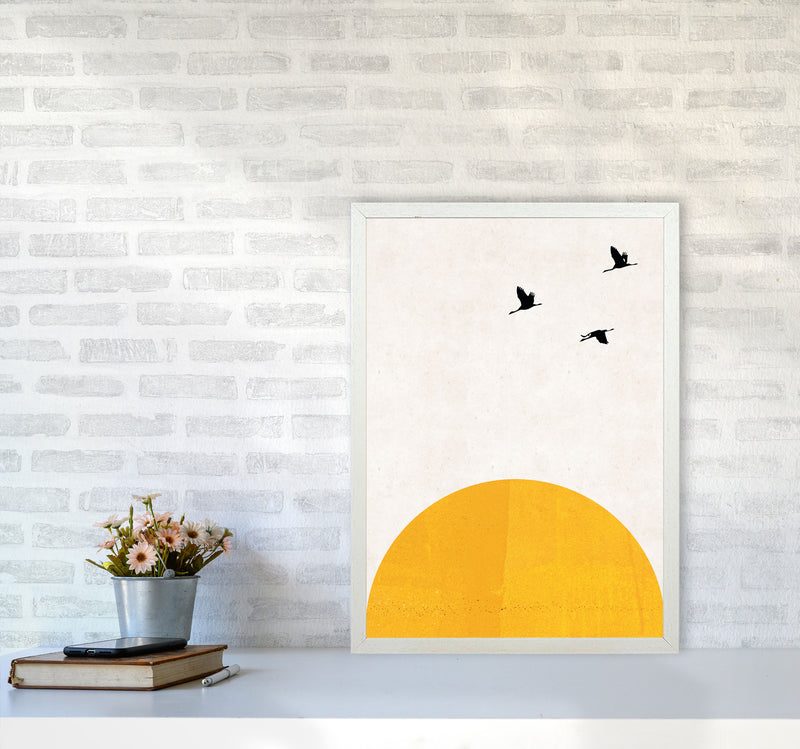 Rising sun Art Print by Pixy Paper A2 Oak Frame
