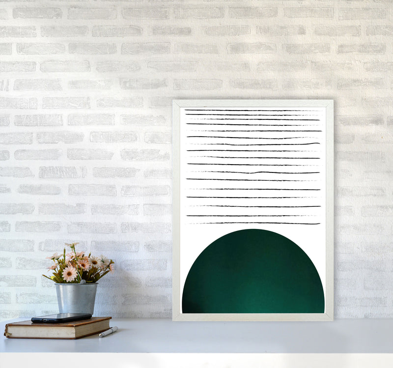 Sun lines emerald Art Print by Pixy Paper A2 Oak Frame