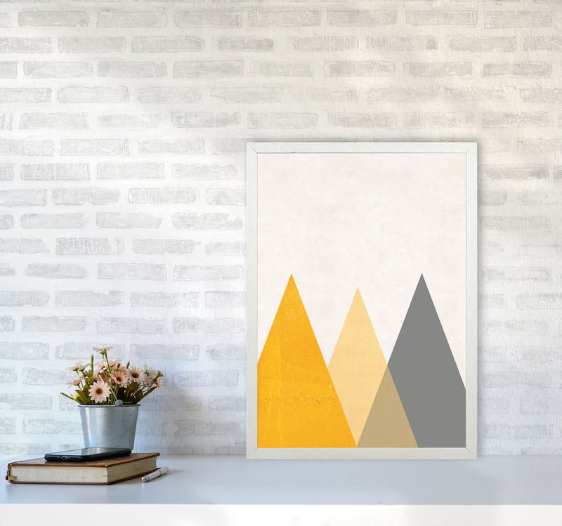 Mountains mustard Art Print by Pixy Paper A2 Oak Frame