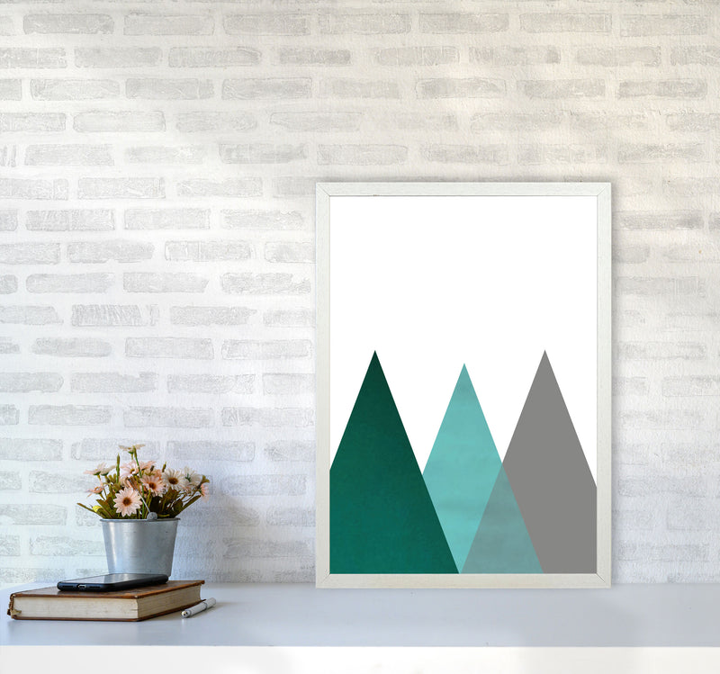Mountains emerald Art Print by Pixy Paper A2 Oak Frame