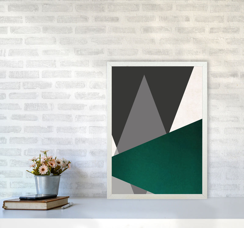 Large triangles emerald Art Print by Pixy Paper A2 Oak Frame