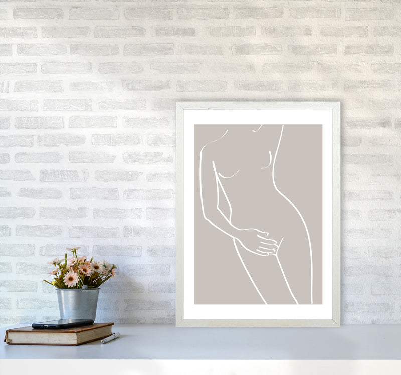 Inspired Stone Woman Silhouette Line Art Art Print by Pixy Paper A2 Oak Frame