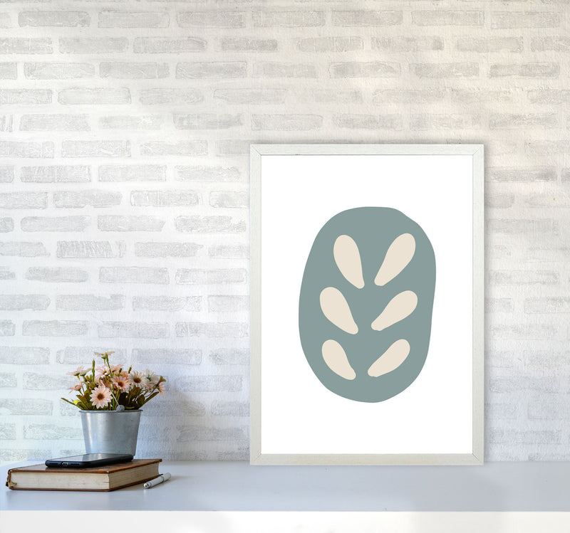 Inspired Teal Floral Abstract Art Print by Pixy Paper A2 Oak Frame
