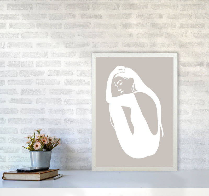 Inspired Stone Woman Silhouette Art Print by Pixy Paper A2 Oak Frame