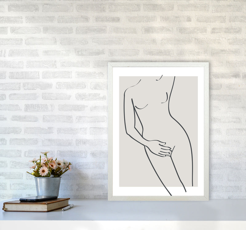 Inspired Stone Woman Line Art Black Art Print by Pixy Paper A2 Oak Frame