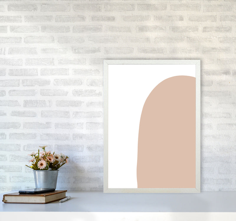 Inspired Pink Abstract Shape Art Print by Pixy Paper A2 Oak Frame