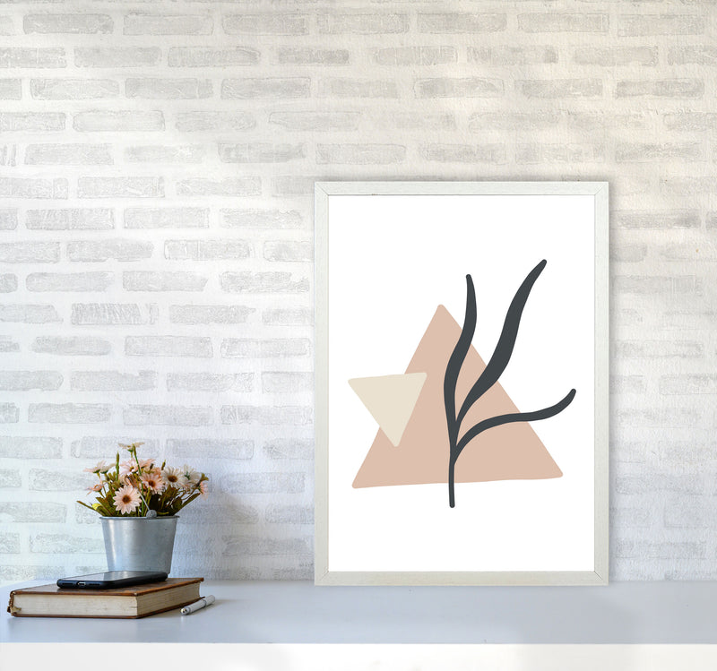 Inspired Pink Triangle Abstract Art Print by Pixy Paper A2 Oak Frame