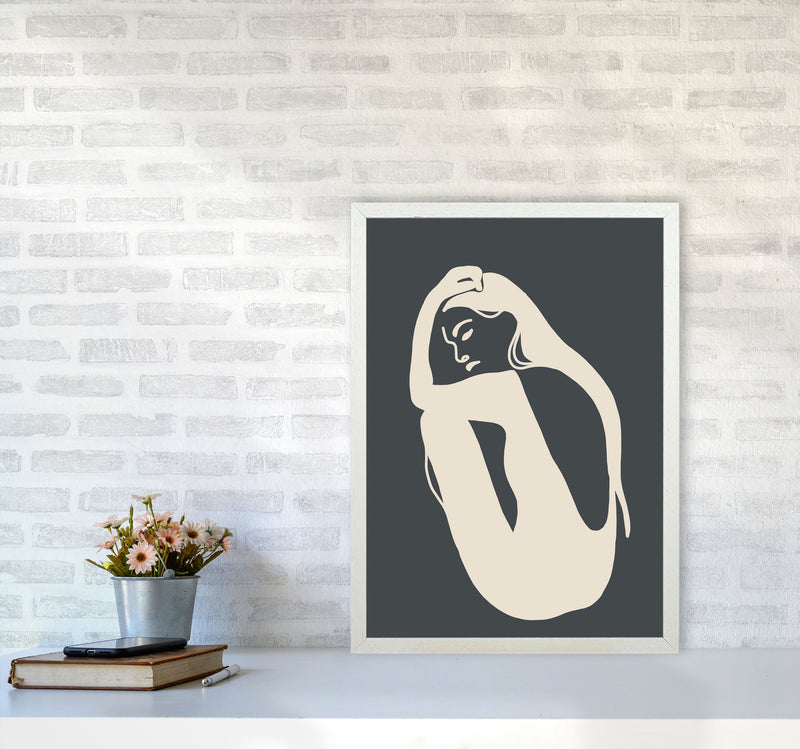 Inspired Off Black Woman Silhouette Art Print by Pixy Paper A2 Oak Frame