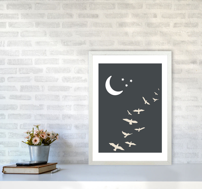 Inspired Off Black Night Sky Art Print by Pixy Paper A2 Oak Frame