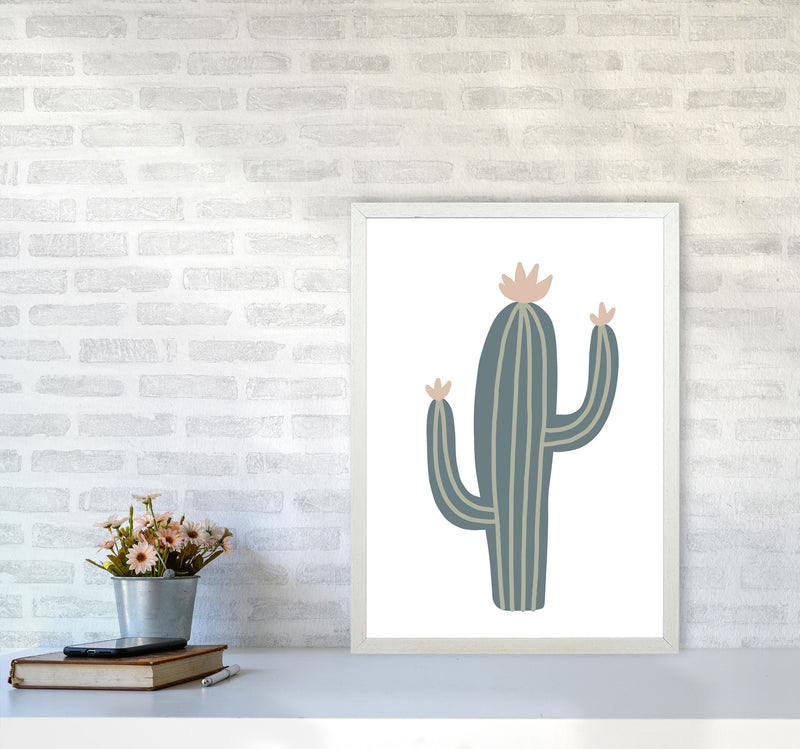 Inspired Natural Cactus Art Print by Pixy Paper A2 Oak Frame