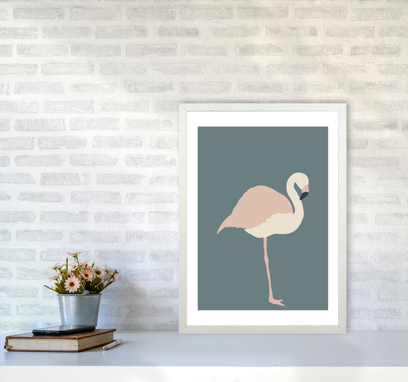 Inspired Flamingo Art Print by Pixy Paper A2 Oak Frame