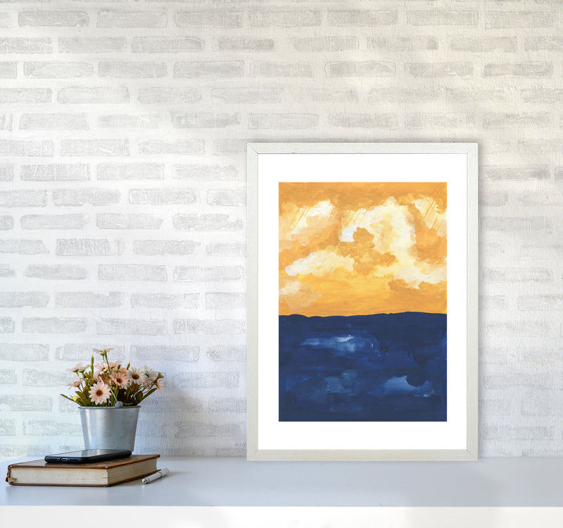Horizon Abstract Sea  Art Print by Pixy Paper A2 Oak Frame