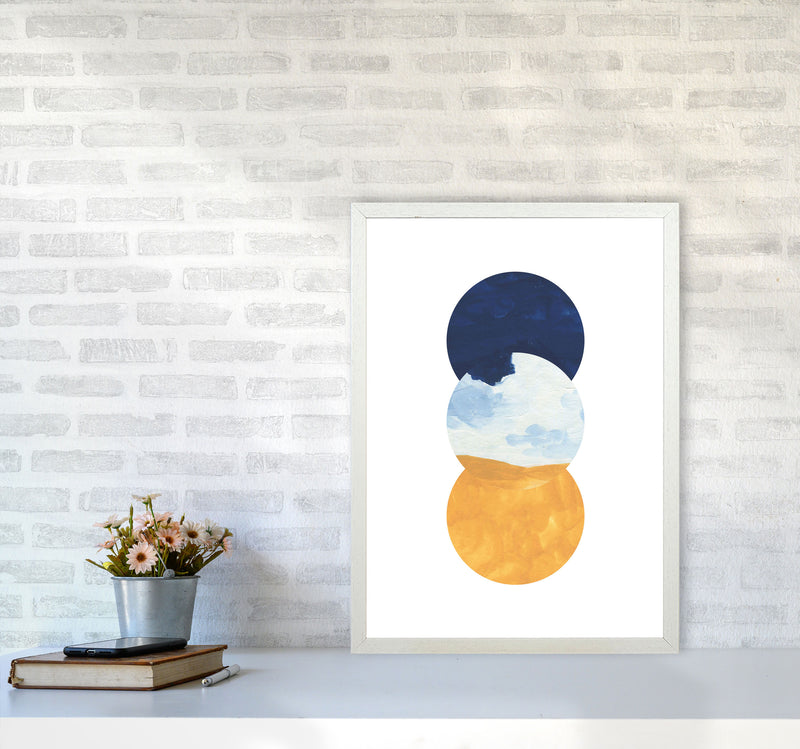 Horizon Abstract Circles  Art Print by Pixy Paper A2 Oak Frame