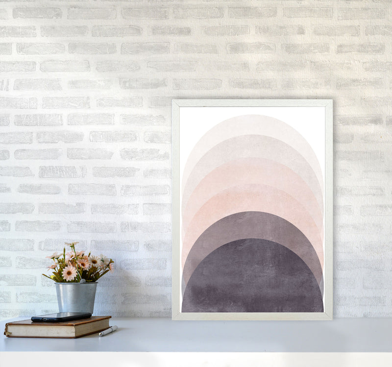 Gradient Sun rising cotton pink Art Print by Pixy Paper A2 Oak Frame