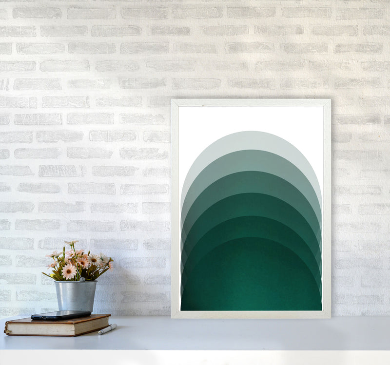 Gradient Sun rising emerald Art Print by Pixy Paper A2 Oak Frame