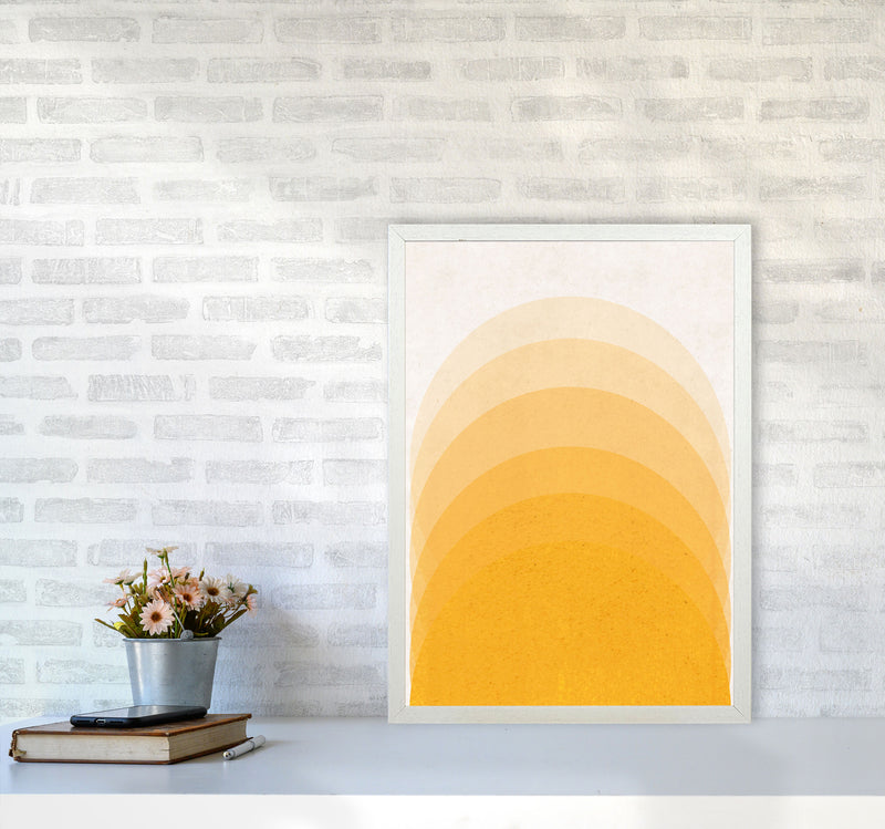 Gradient Sun rising mustard Art Print by Pixy Paper A2 Oak Frame