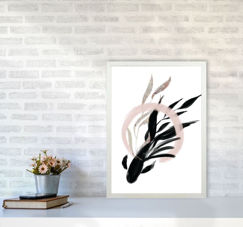 Delicate Floral Fish 02 Art Print by Pixy Paper A2 Oak Frame