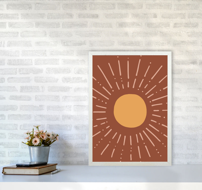 Autumn Sun abstract Art Print by Pixy Paper A2 Oak Frame