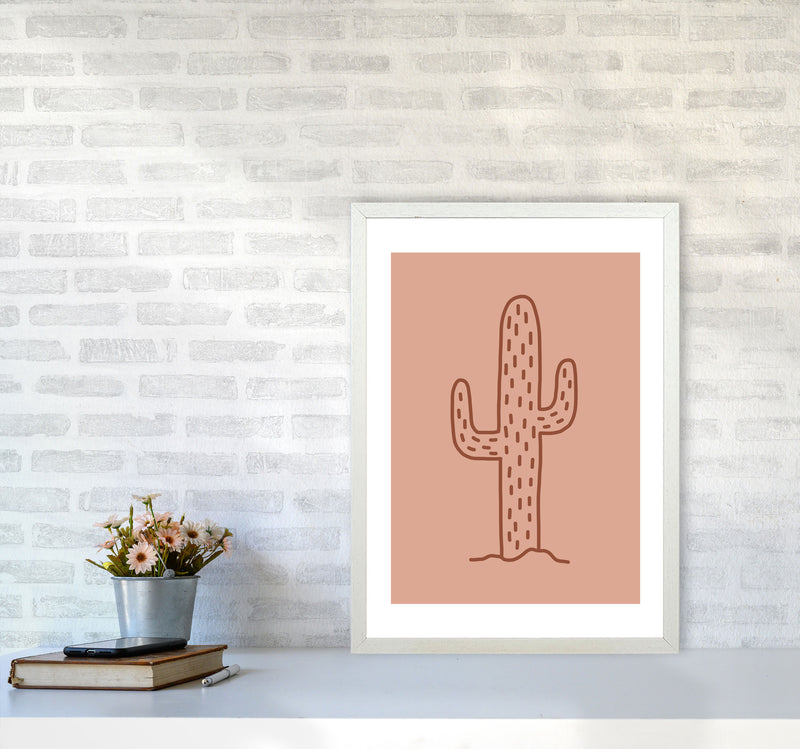 Autumn Warm Cactus abstract Art Print by Pixy Paper A2 Oak Frame