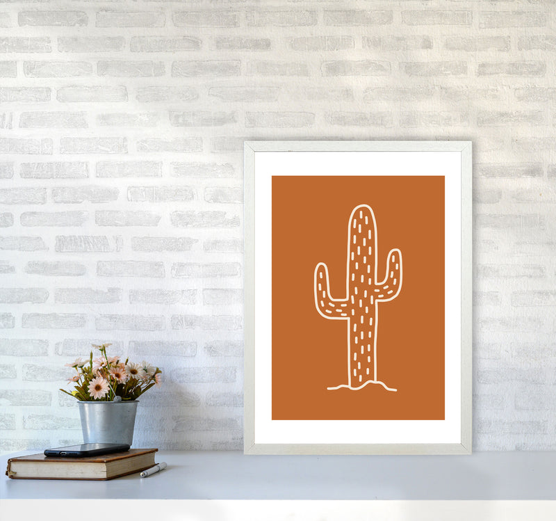Autumn Cactus Burnt Orange abstract Art Print by Pixy Paper A2 Oak Frame