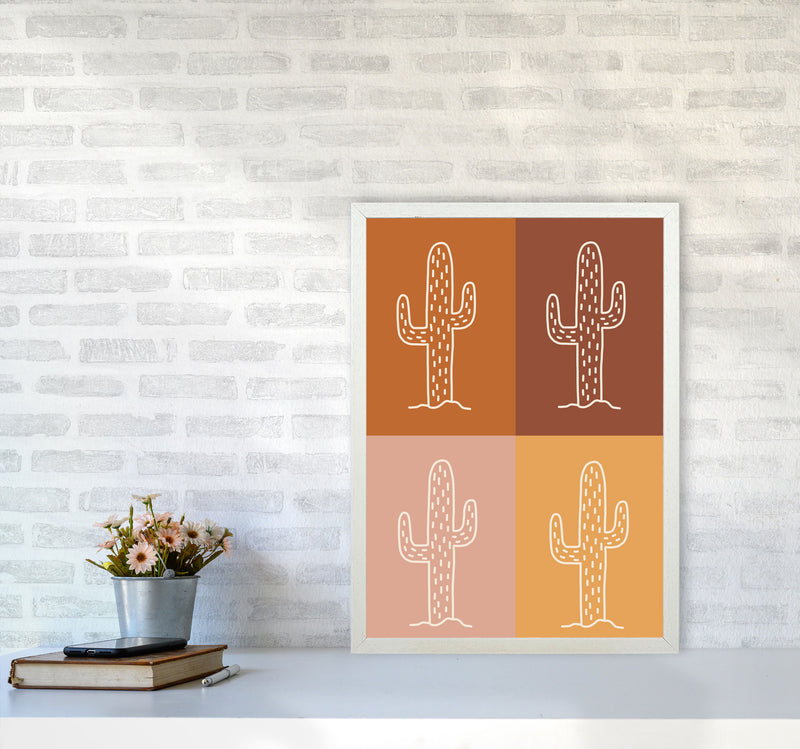 Autumn Cactus Mix abstract Art Print by Pixy Paper A2 Oak Frame