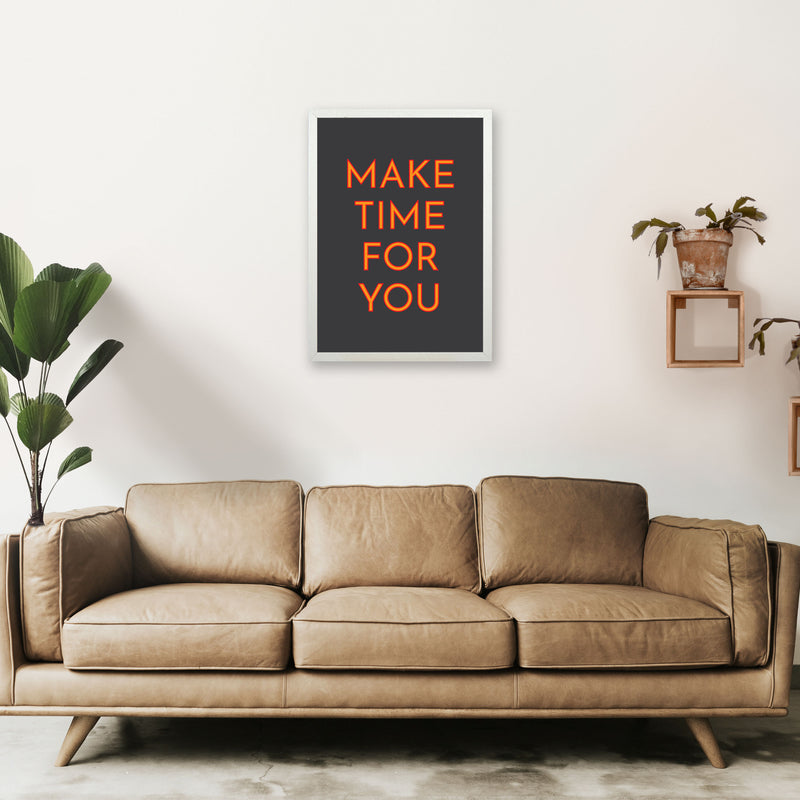 Make Time For You Neon Art Print by Pixy Paper A2 Oak Frame