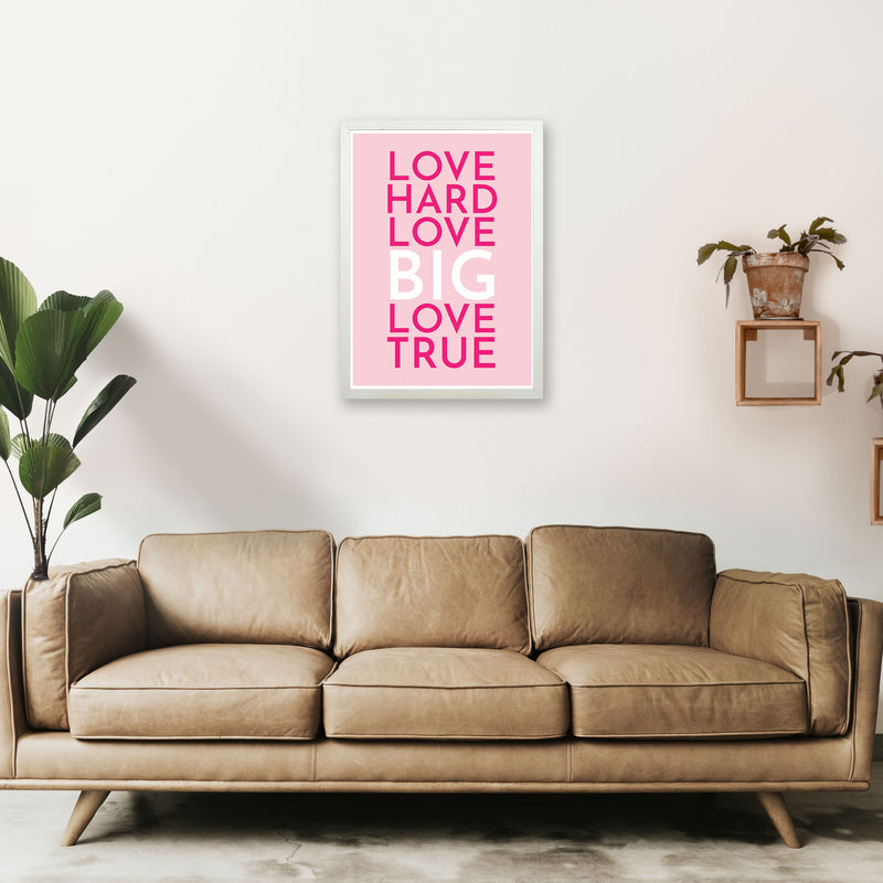 Love Hard Art Print by Pixy Paper A2 Oak Frame